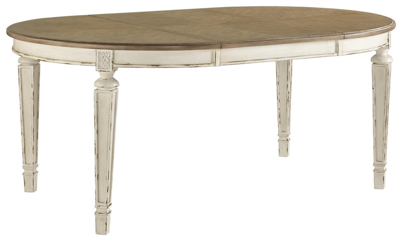 Realyn Chipped White Dining Extension Table - Ella Furniture