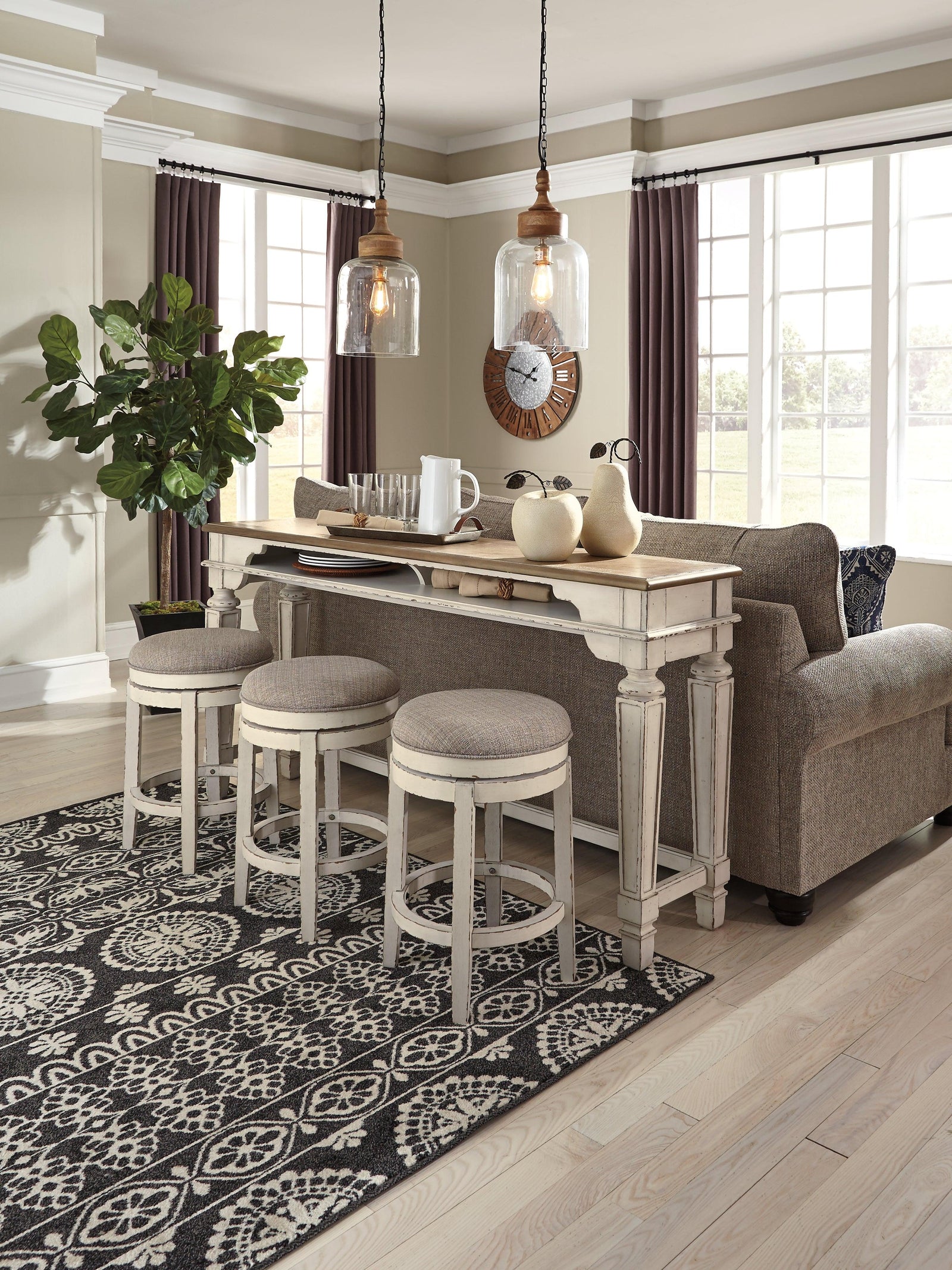 Realyn Two-tone Counter Height Dining Table And 3 Barstools - Ella Furniture