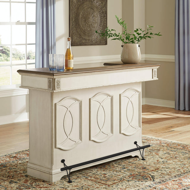 Realyn Chipped White Bar - Ella Furniture