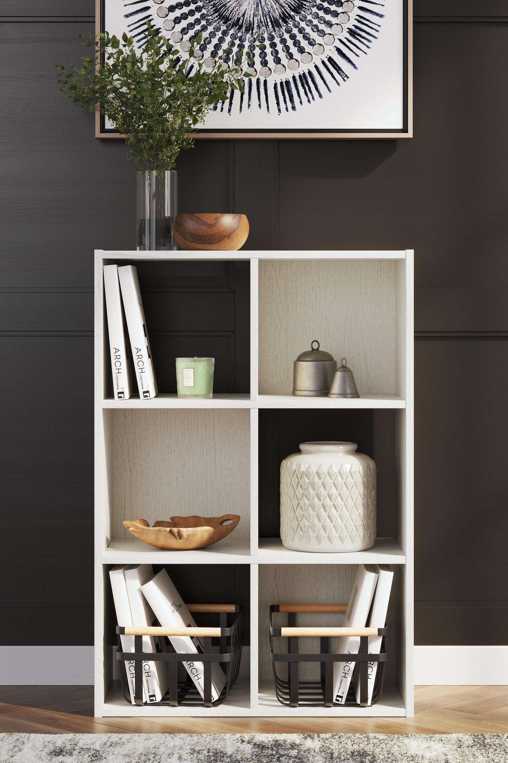 Aprilyn White Six Cube Organizer - Ella Furniture