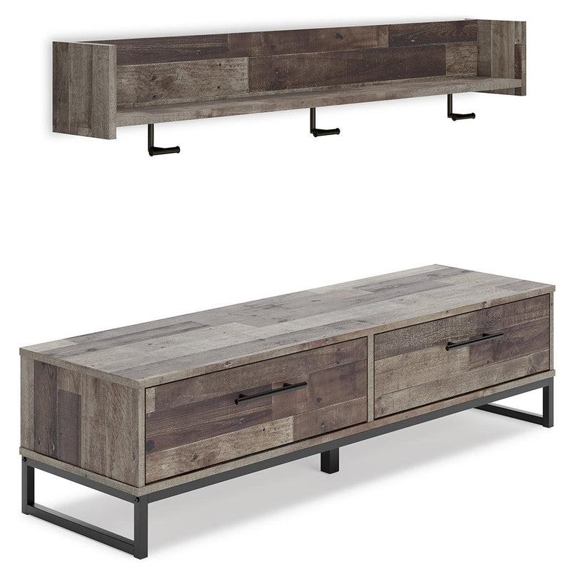 Neilsville Multi Gray Bench With Coat Rack - Ella Furniture
