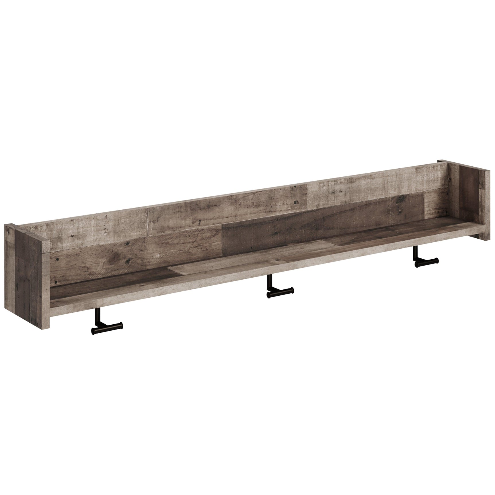 Neilsville Multi Gray Wall Mounted Coat Rack With Shelf - Ella Furniture