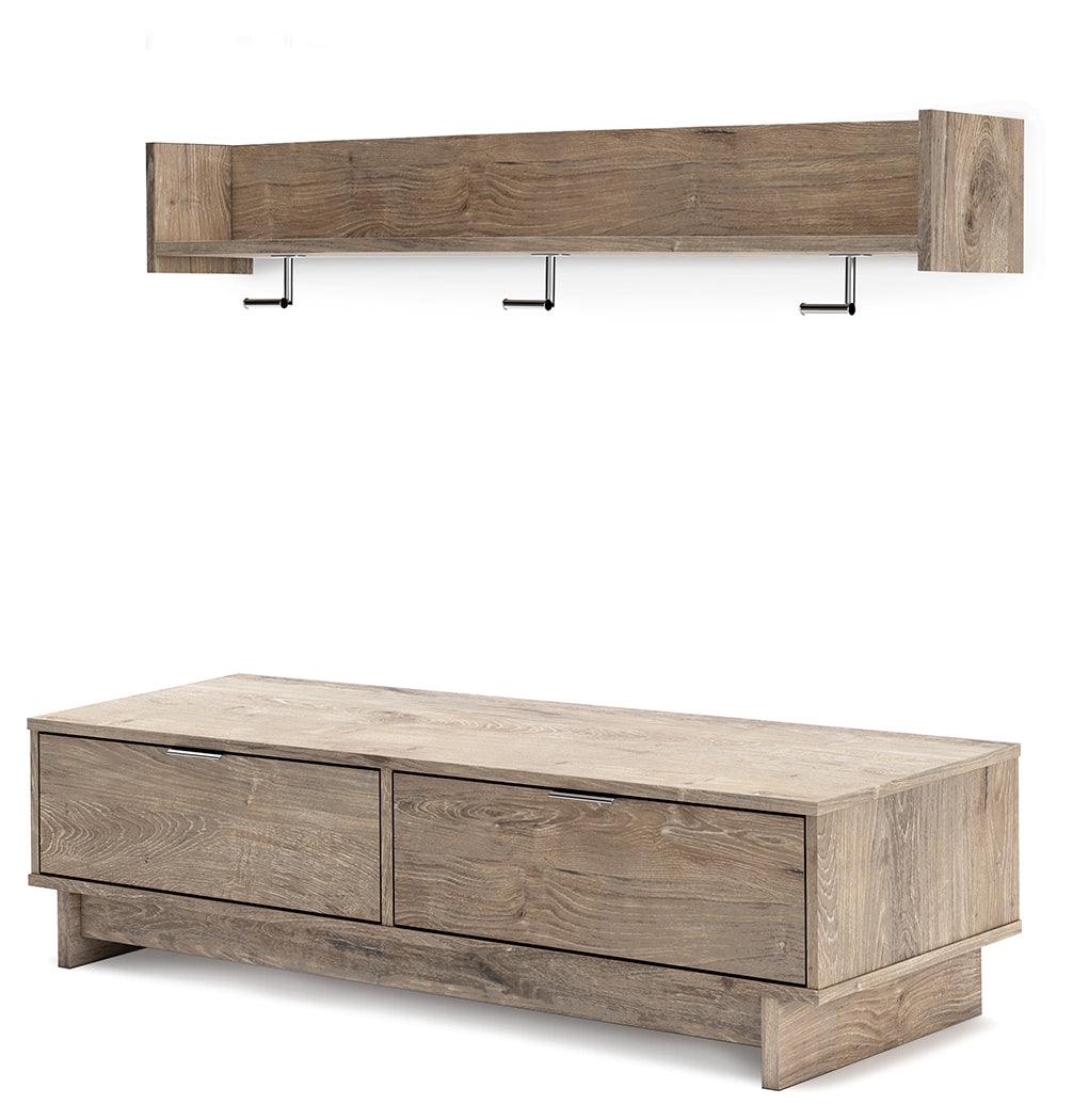 Oliah Natural Bench With Coat Rack - Ella Furniture