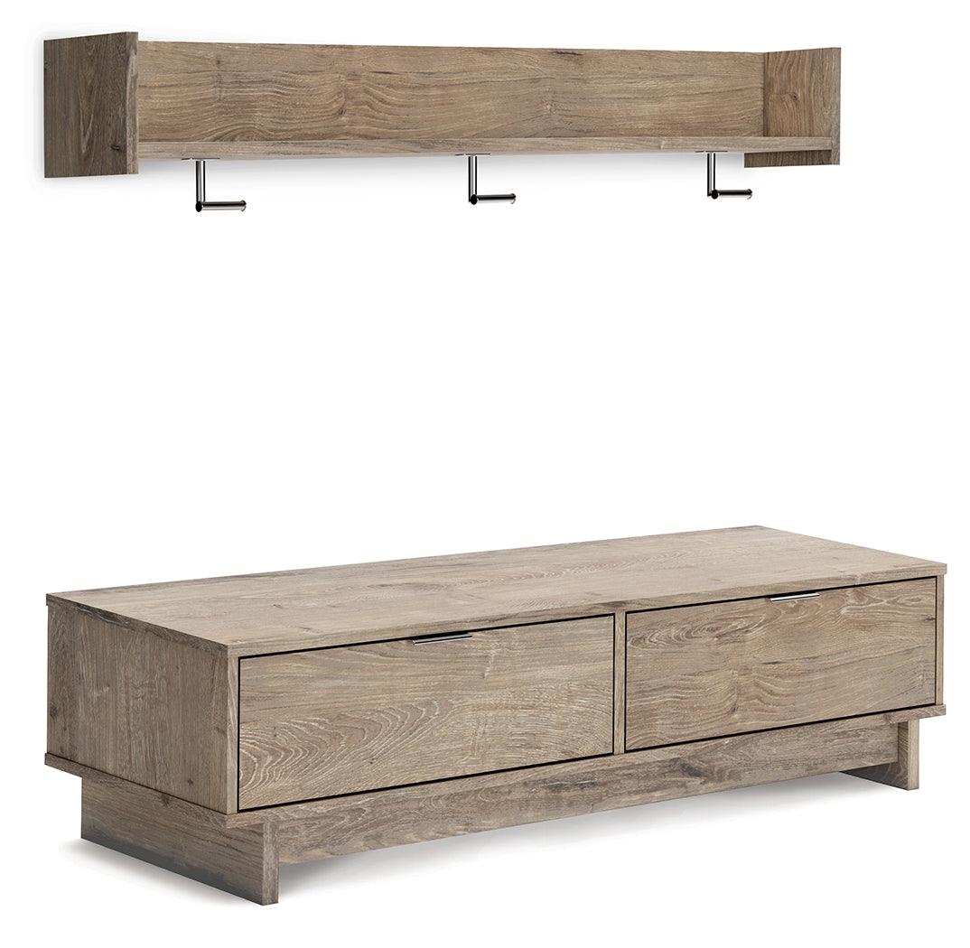 Oliah Natural Bench With Coat Rack - Ella Furniture