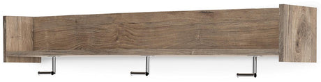 Oliah Natural Wall Mounted Coat Rack With Shelf - Ella Furniture