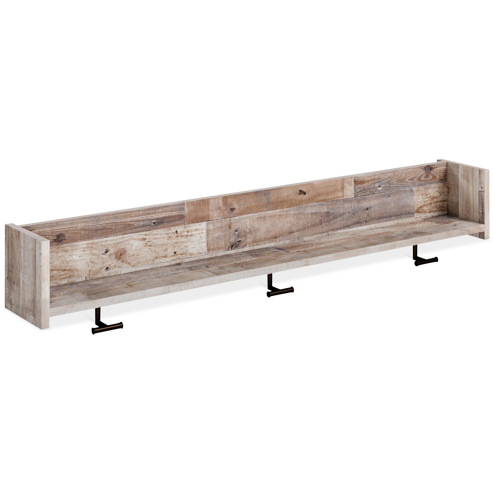 Neilsville Whitewash Wall Mounted Coat Rack With Shelf - Ella Furniture