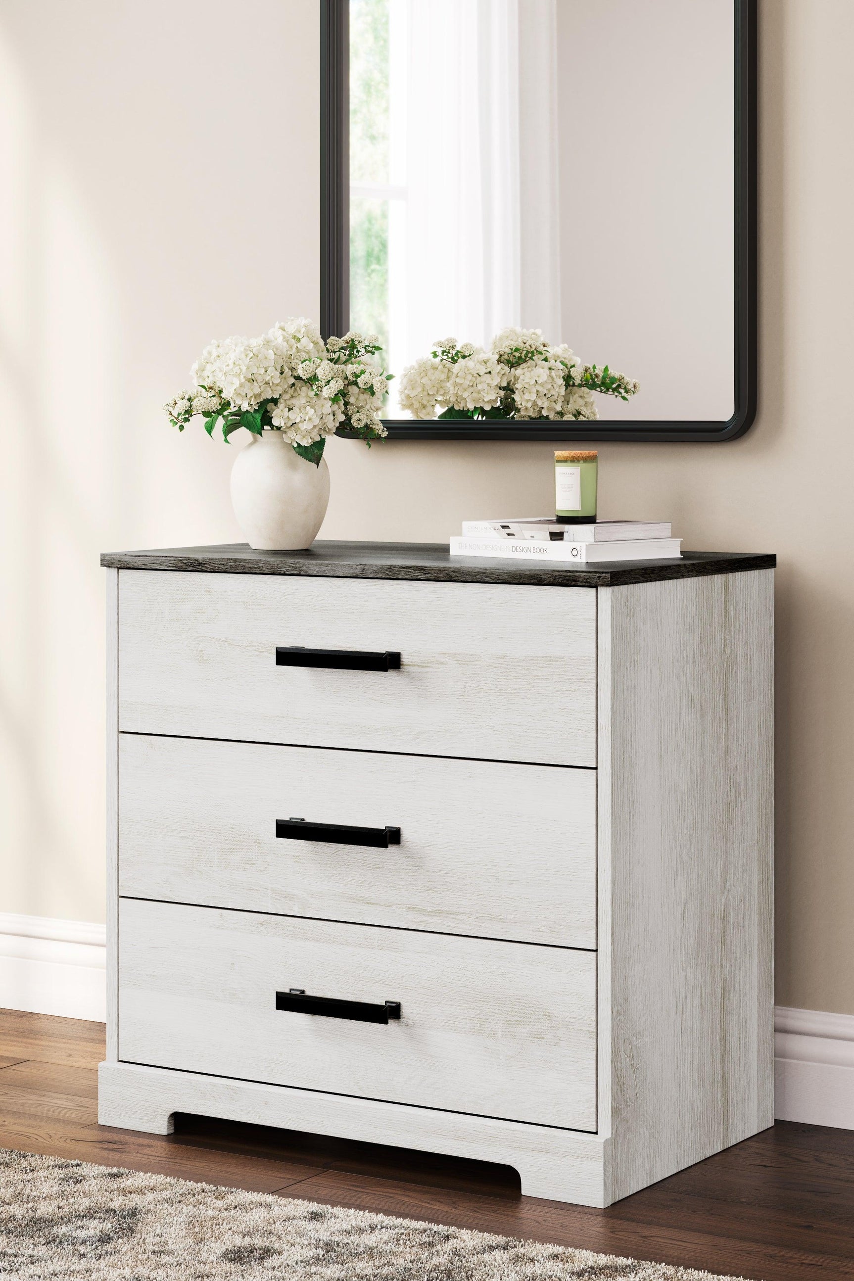 Shawburn White/dark Charcoal Gray Chest Of Drawers - Ella Furniture