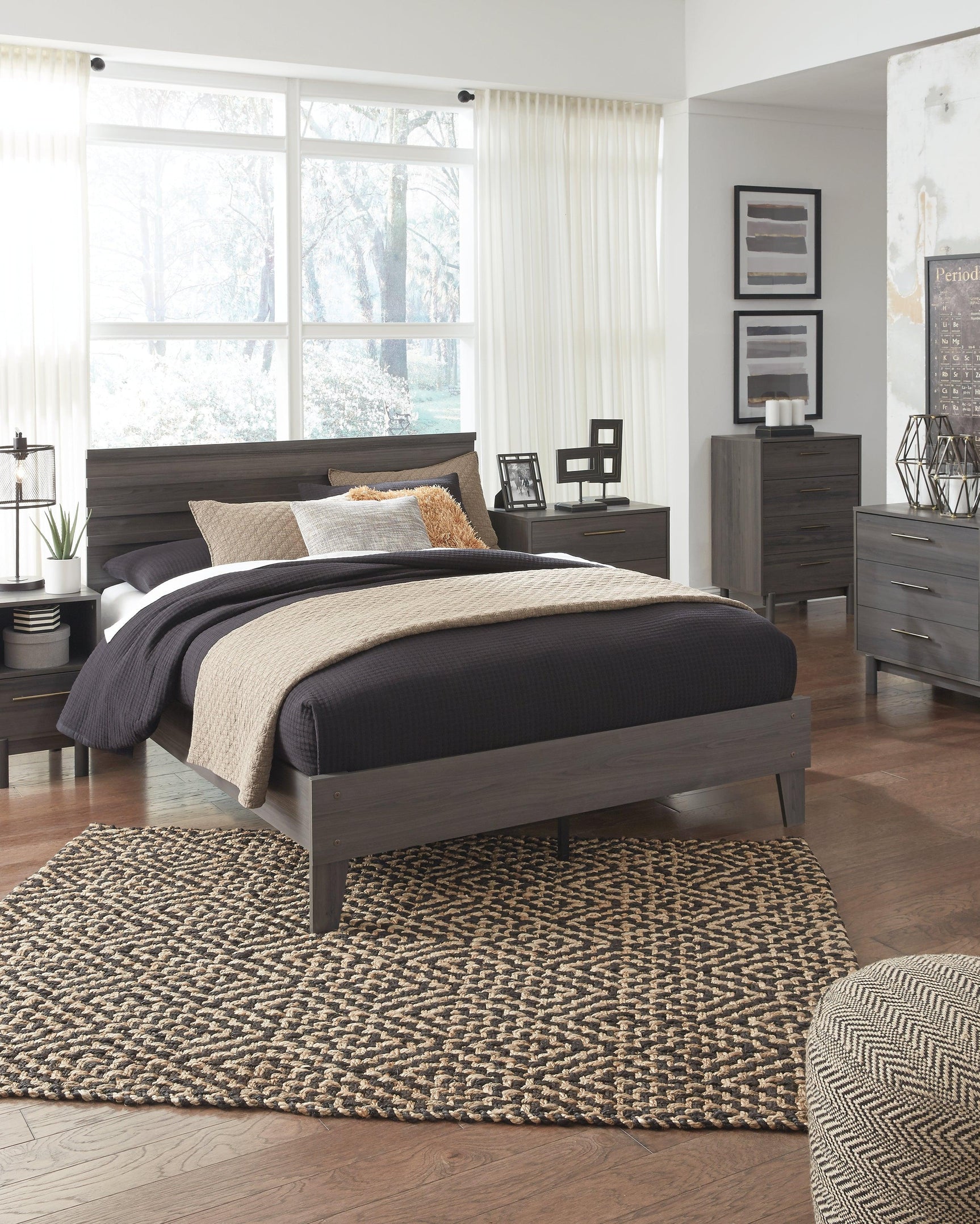 Brymont Dark Gray Queen Panel Platform Bed - Ella Furniture