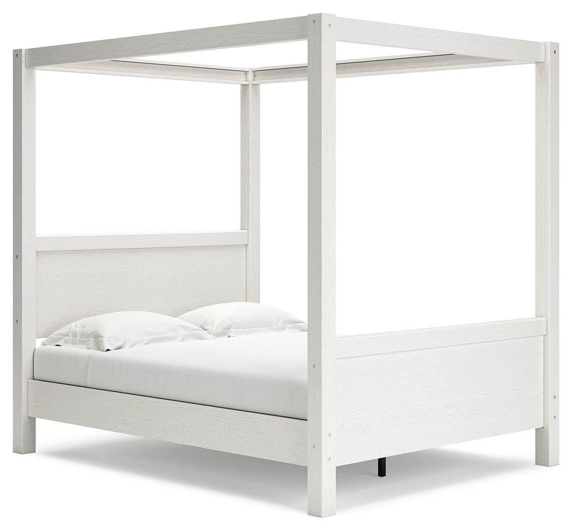 Aprilyn White Queen Canopy Bed - Ella Furniture