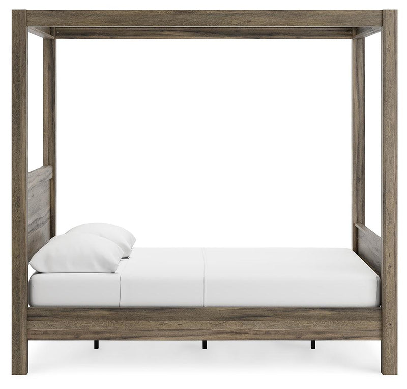 Shallifer Brown Queen Canopy Bed - Ella Furniture