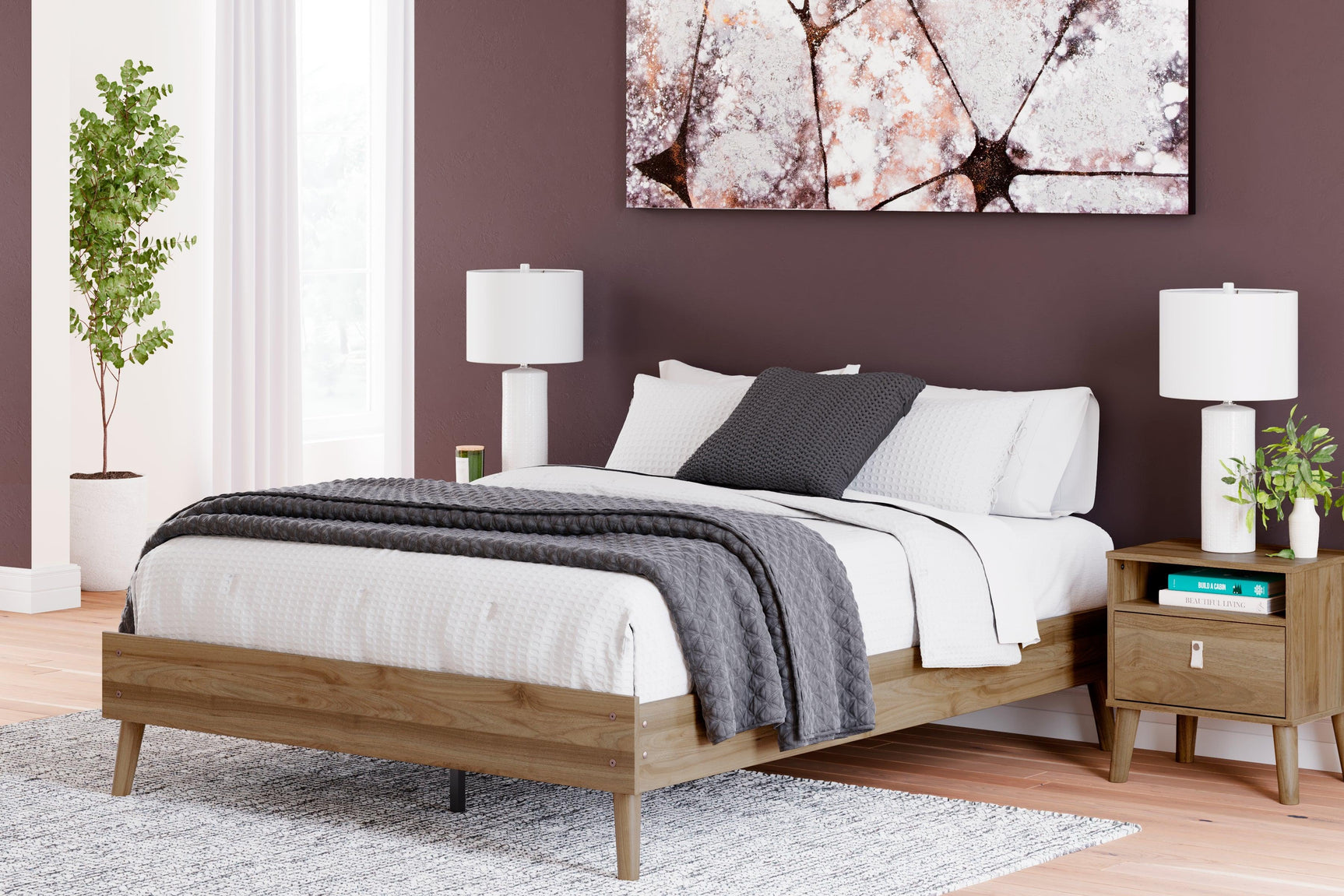 Aprilyn Honey Queen Platform Bed - Ella Furniture