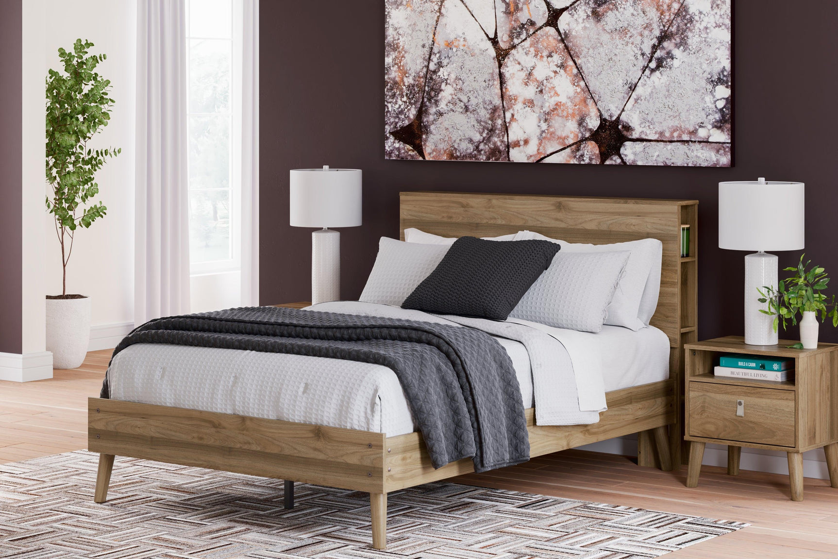 Aprilyn Honey Full Bookcase Bed - Ella Furniture