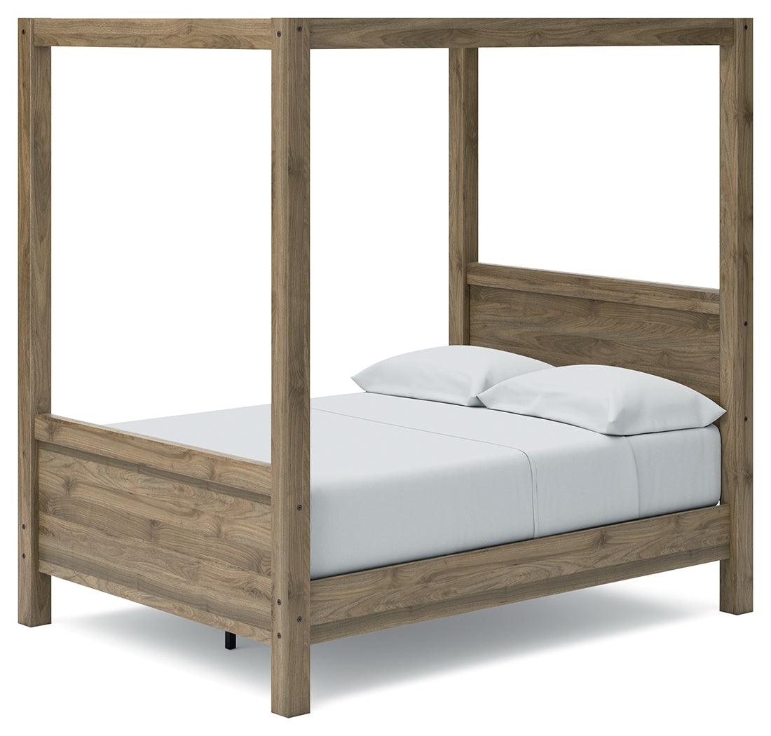 Aprilyn Honey Full Canopy Bed - Ella Furniture