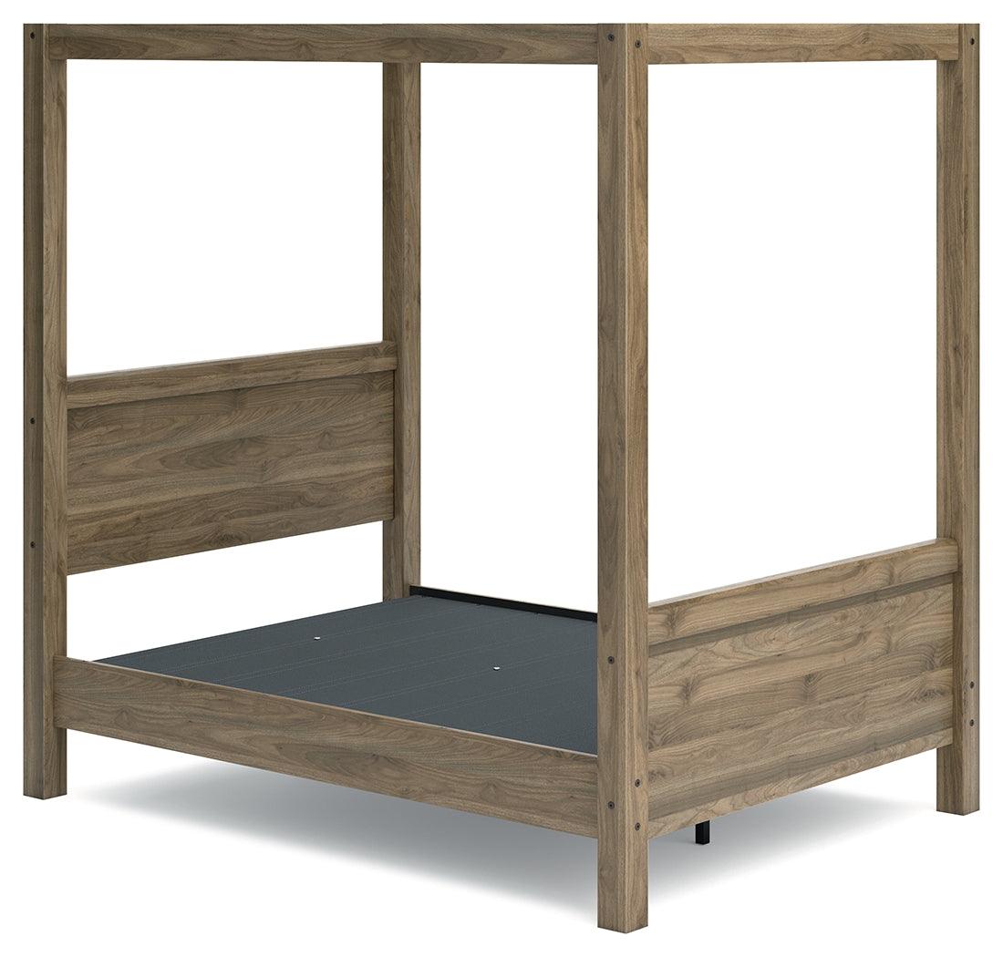 Aprilyn Honey Full Canopy Bed - Ella Furniture