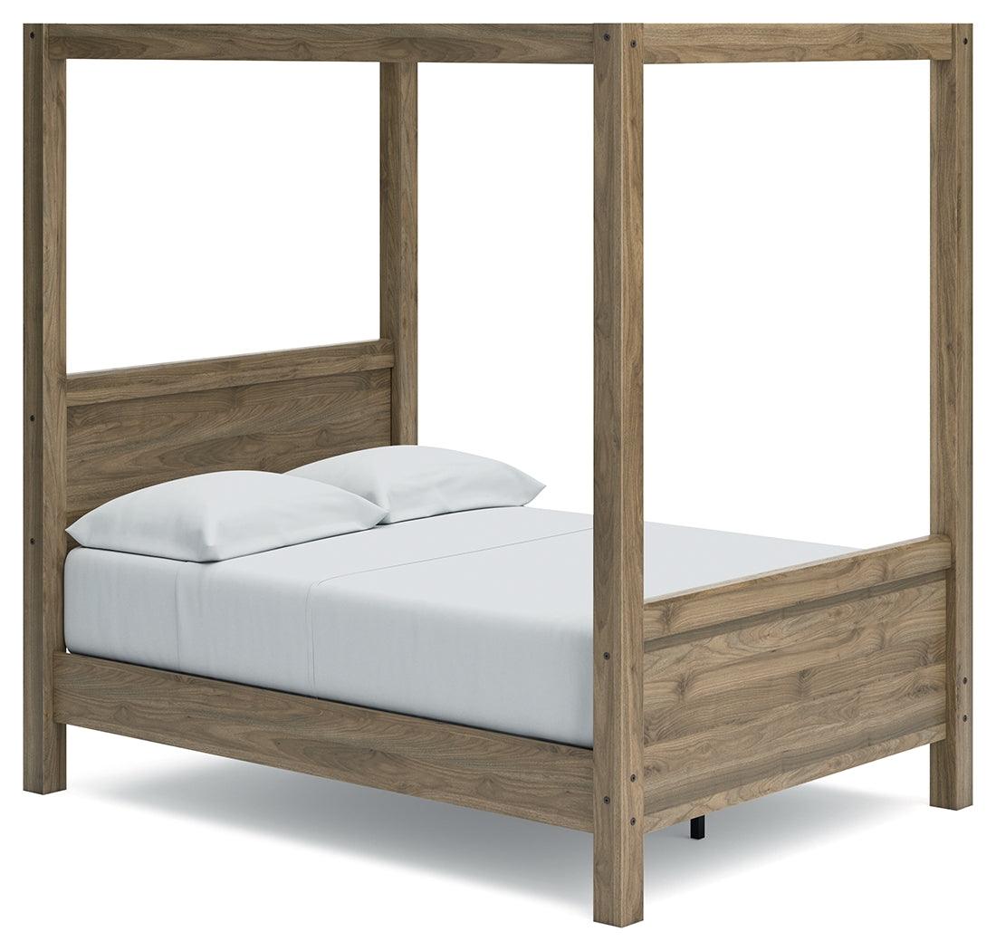 Aprilyn Honey Full Canopy Bed - Ella Furniture