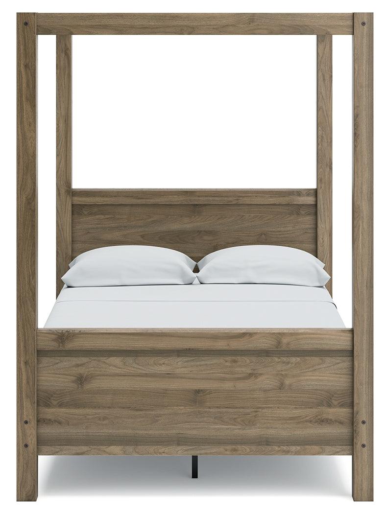 Aprilyn Honey Full Canopy Bed - Ella Furniture