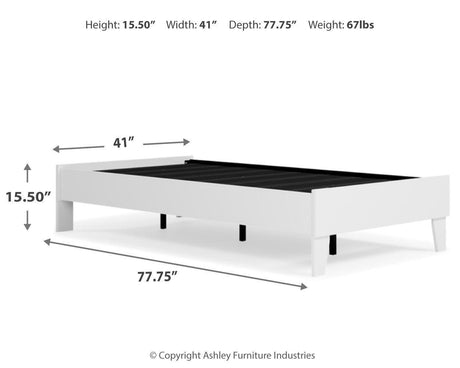 Piperton White Twin Platform Bed - Ella Furniture
