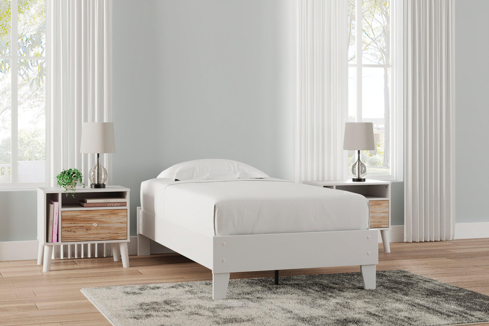 Piperton White Twin Platform Bed - Ella Furniture