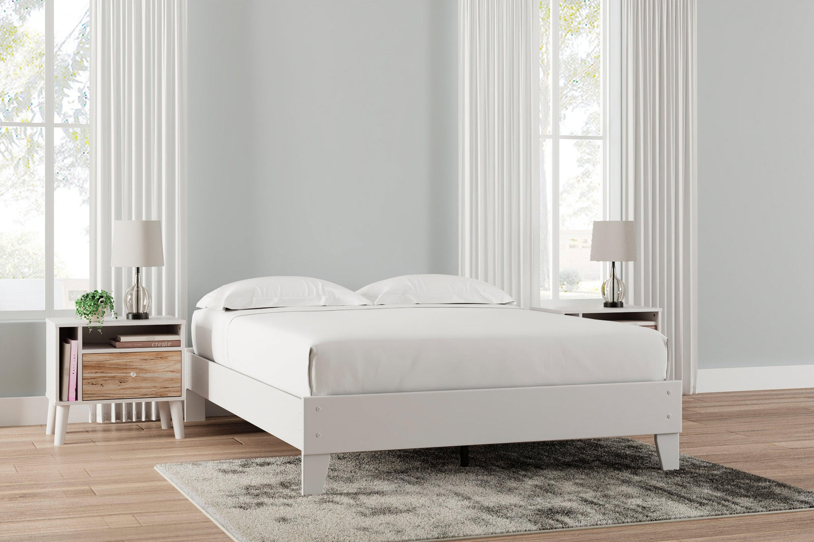 Piperton White Queen Platform Bed - Ella Furniture