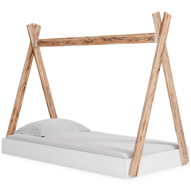 Piperton Two-tone Brown/white Twin Tent Complete Bed In Box - Ella Furniture