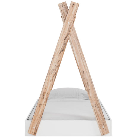 Piperton Two-tone Brown/white Twin Tent Complete Bed In Box - Ella Furniture