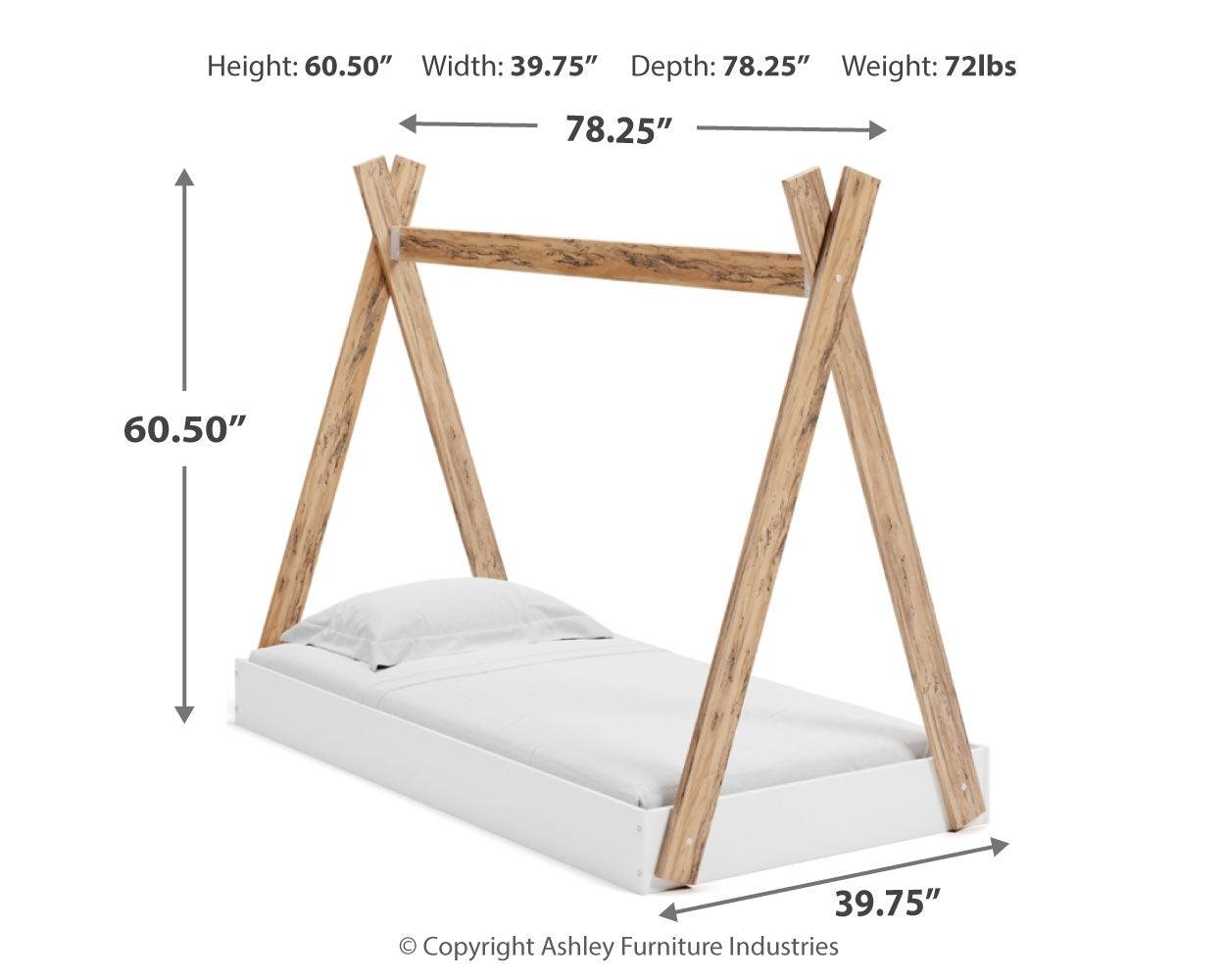 Piperton Two-tone Brown/white Twin Tent Complete Bed In Box - Ella Furniture