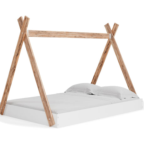 Piperton Two-tone Brown/white Full Tent Complete Bed In Box - Ella Furniture