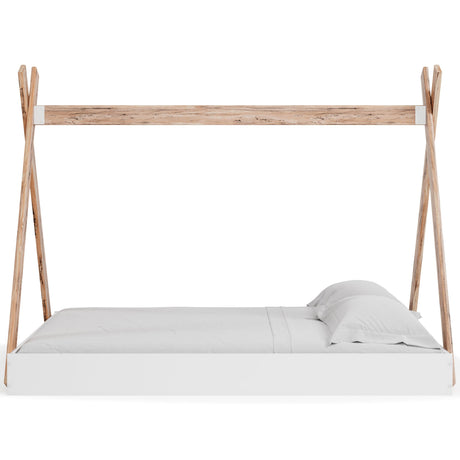 Piperton Two-tone Brown/white Full Tent Complete Bed In Box - Ella Furniture