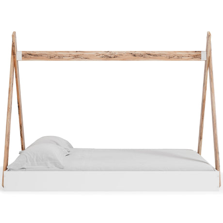 Piperton Two-tone Brown/white Full Tent Complete Bed In Box - Ella Furniture