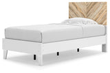 Piperton Two-tone Brown/white Twin Panel Platform Bed - Ella Furniture