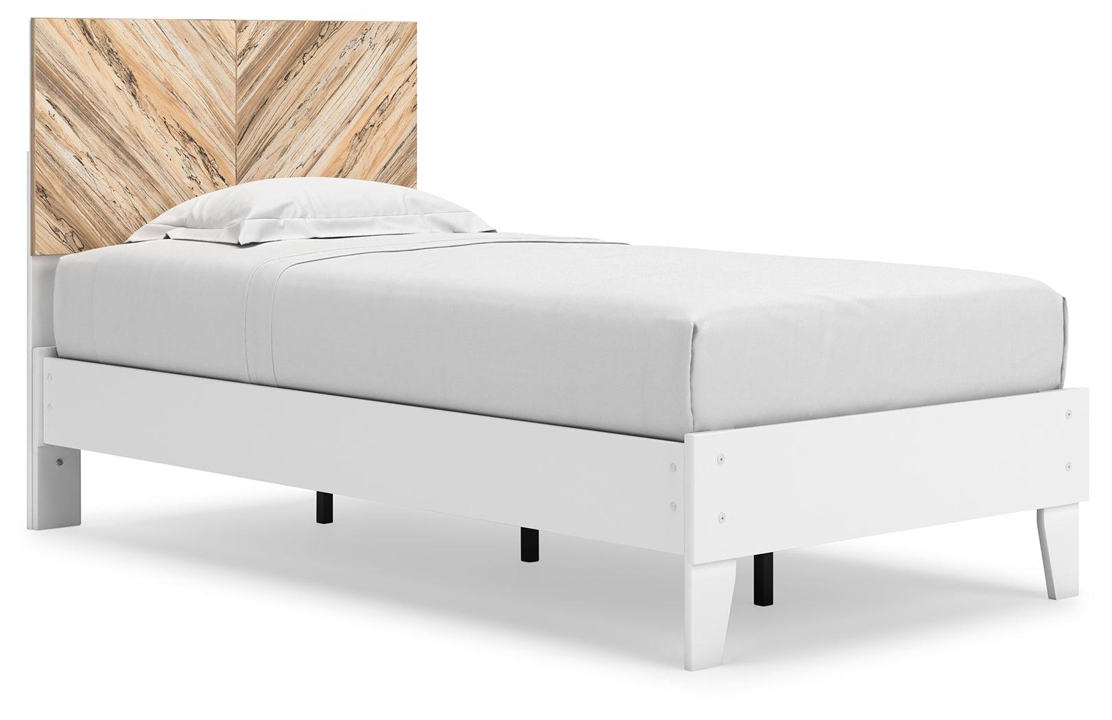 Piperton Two-tone Brown/white Twin Panel Platform Bed - Ella Furniture