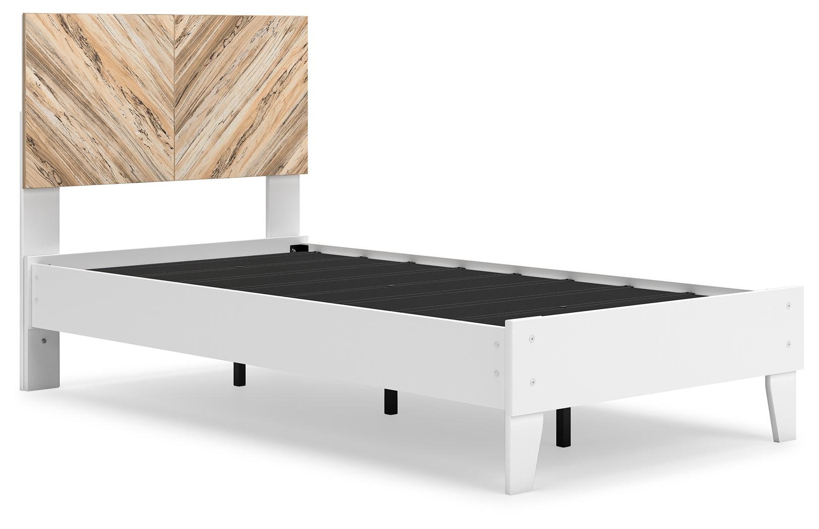 Piperton Two-tone Brown/white Twin Panel Platform Bed - Ella Furniture