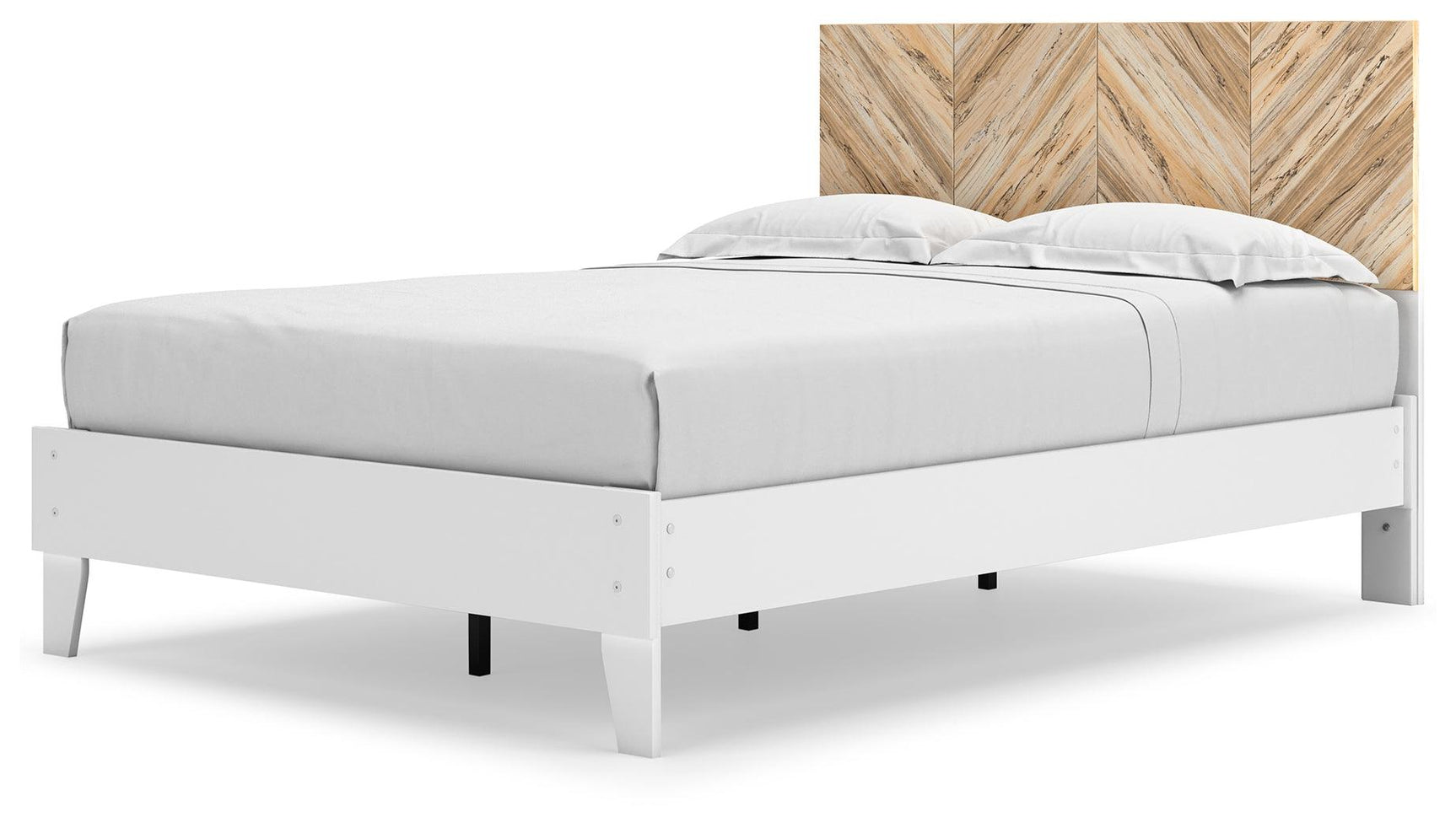 Piperton Two-tone Brown/white Full Panel Platform Bed - Ella Furniture