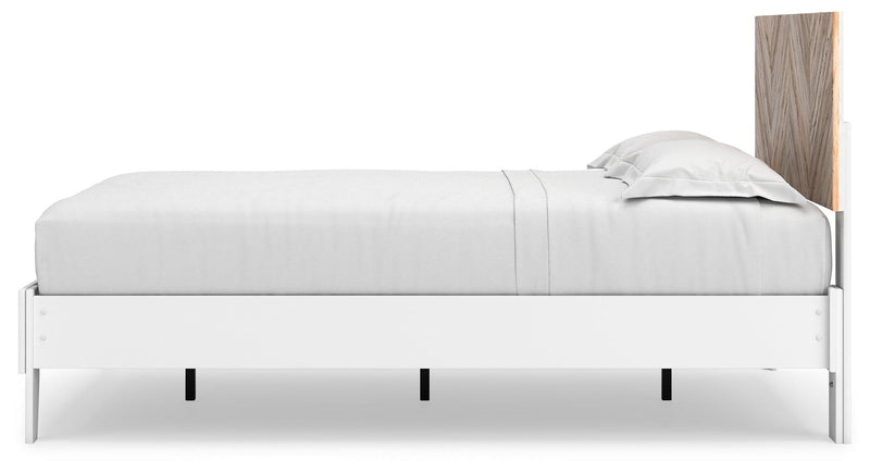 Piperton Two-tone Brown/white Full Panel Platform Bed - Ella Furniture