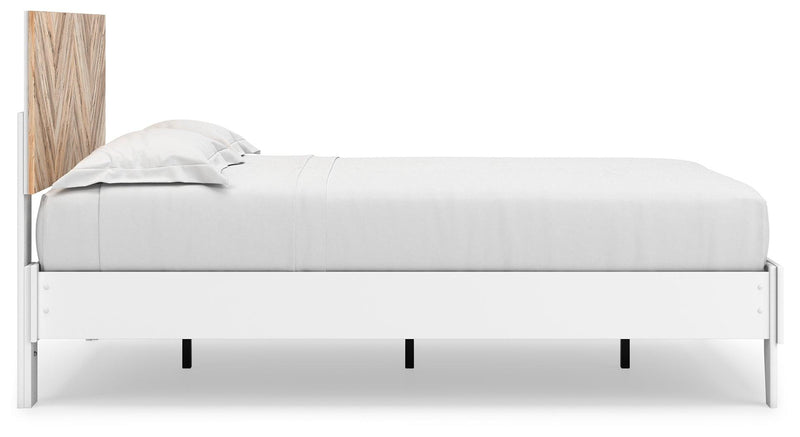 Piperton Two-tone Brown/white Full Panel Platform Bed - Ella Furniture