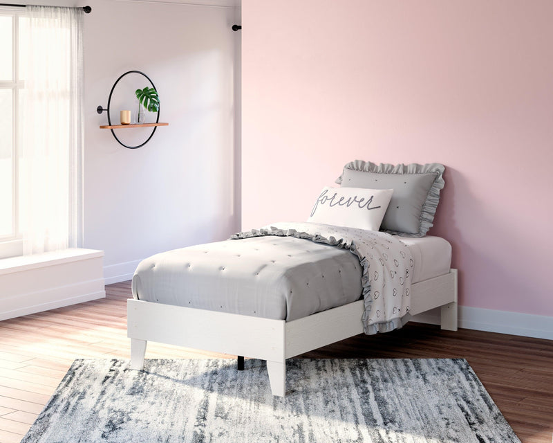 Vaibryn White Twin Platform Bed - Ella Furniture