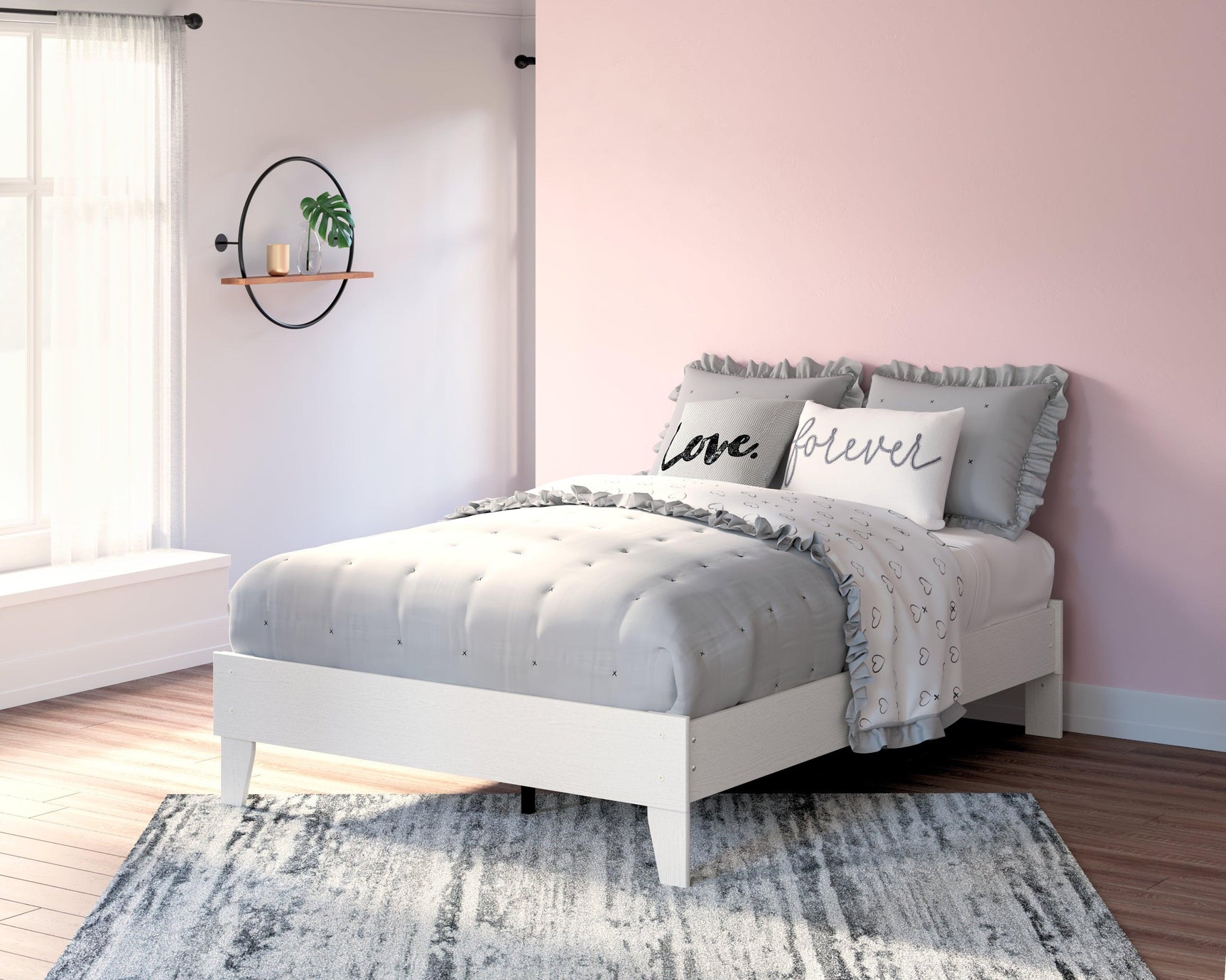 Vaibryn White Full Platform Bed - Ella Furniture