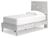 Paxberry Whitewash Twin Panel Platform Bed - Ella Furniture