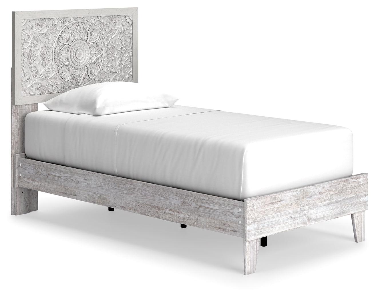 Paxberry Whitewash Twin Panel Platform Bed - Ella Furniture