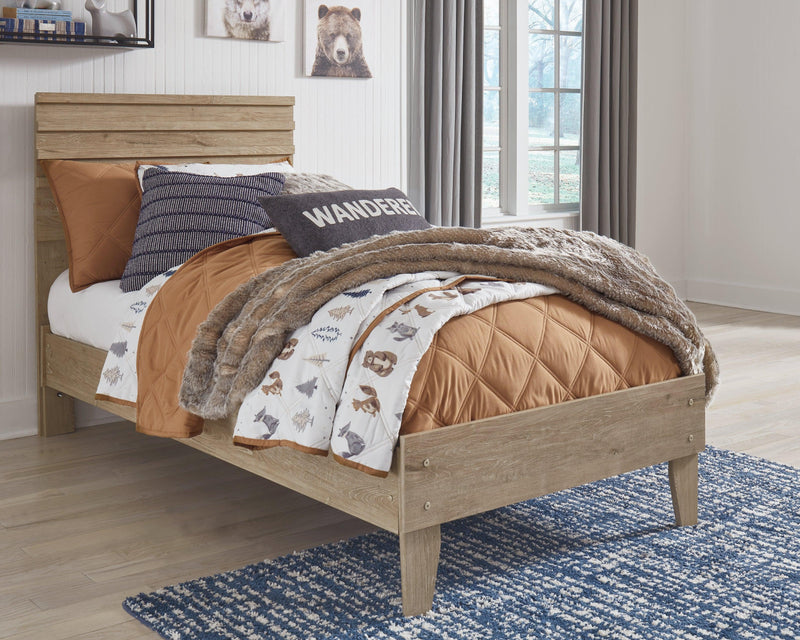 Oliah Natural Twin Panel Platform Bed - Ella Furniture