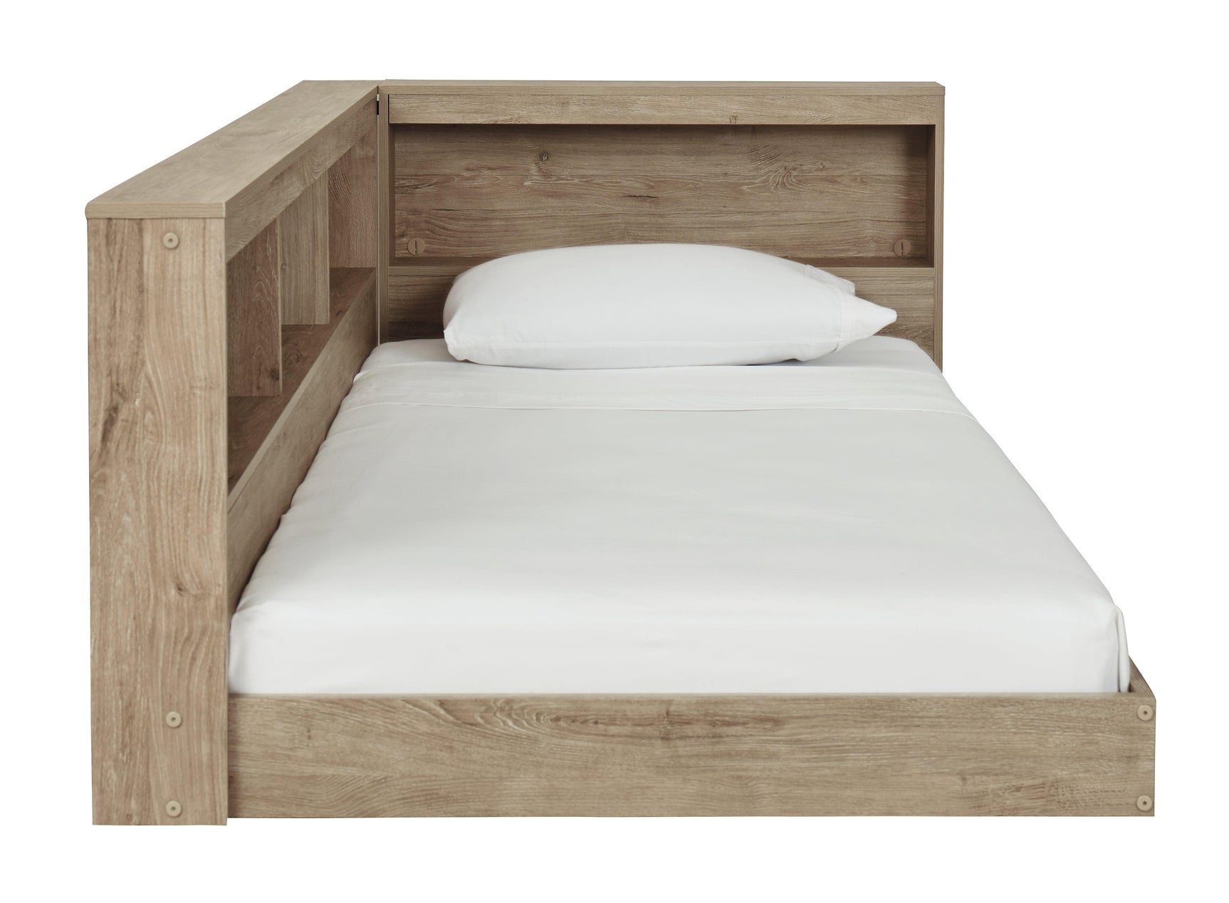 Oliah Natural Twin Bookcase Storage Bed - Ella Furniture