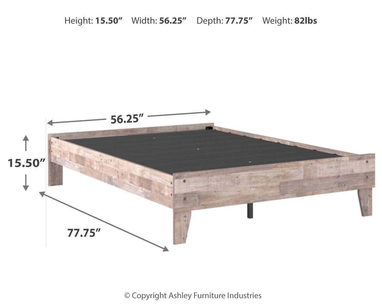 Neilsville Whitewash Full Platform Bed - Ella Furniture