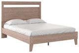 Flannia Gray Queen Panel Platform Bed - Ella Furniture