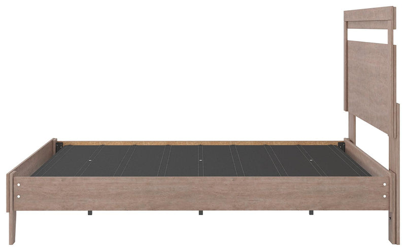 Flannia Gray Queen Panel Platform Bed - Ella Furniture