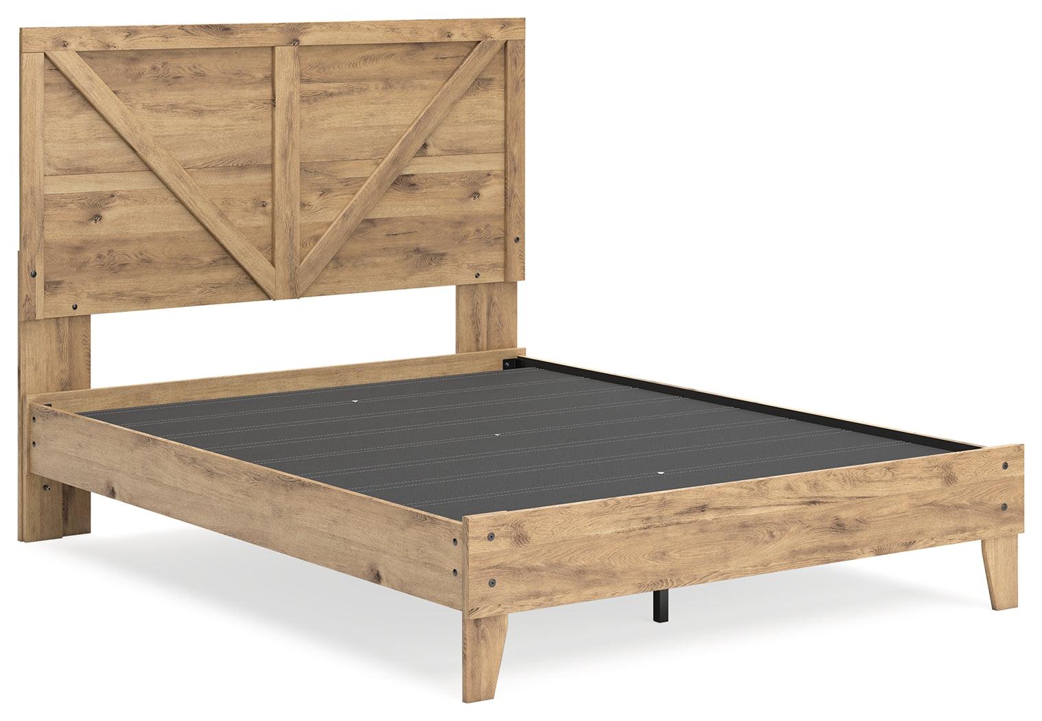 Larstin Brown Queen Crossbuck Panel Platform Bed - Ella Furniture