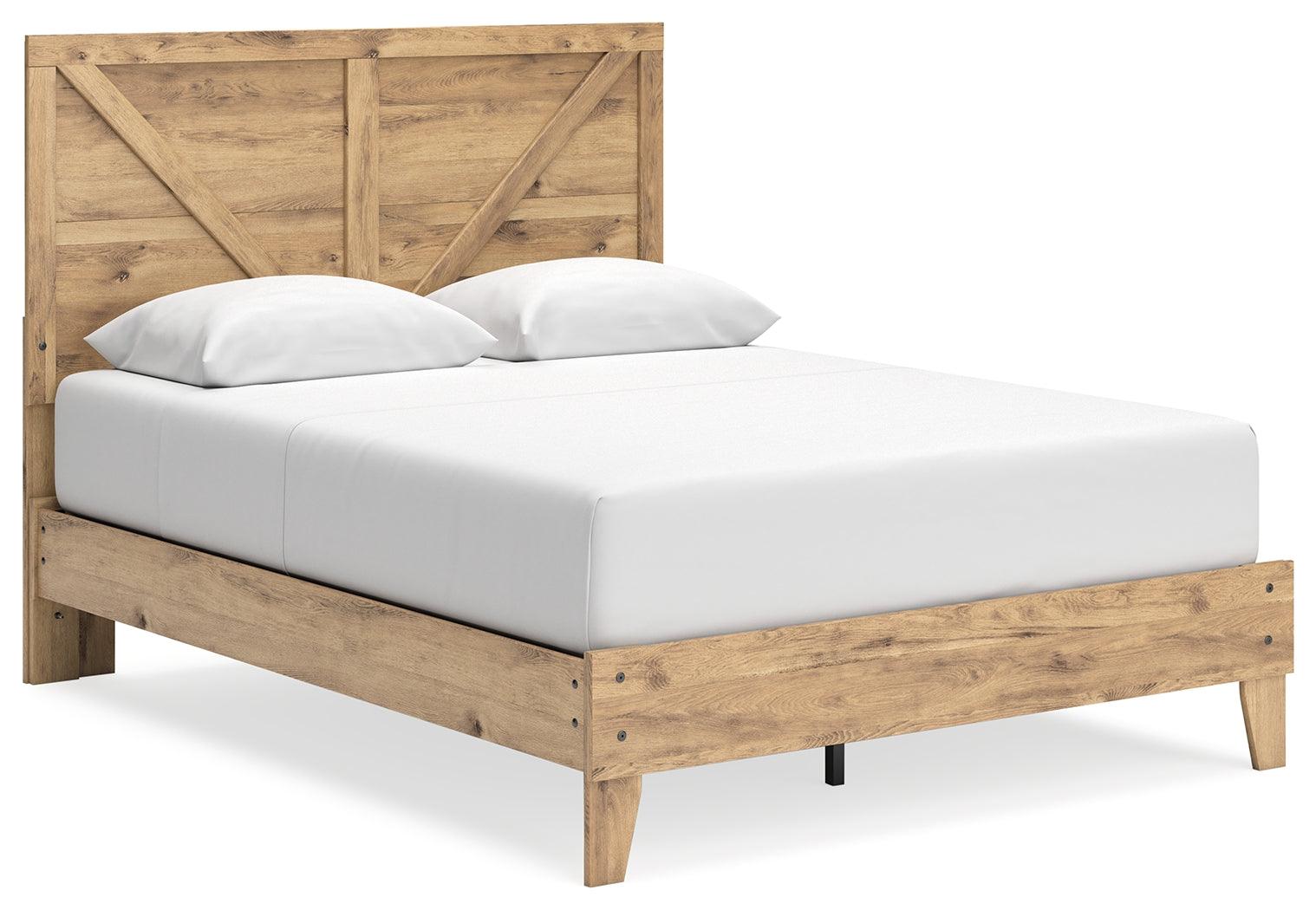 Larstin Brown Queen Crossbuck Panel Platform Bed - Ella Furniture