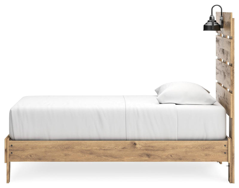 Larstin Brown Twin Panel Platform Bed - Ella Furniture