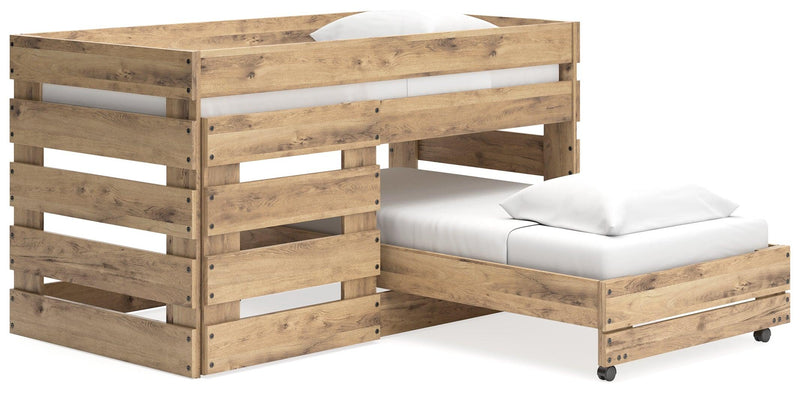 Larstin Brown Twin Over Twin Loft Bed - Ella Furniture