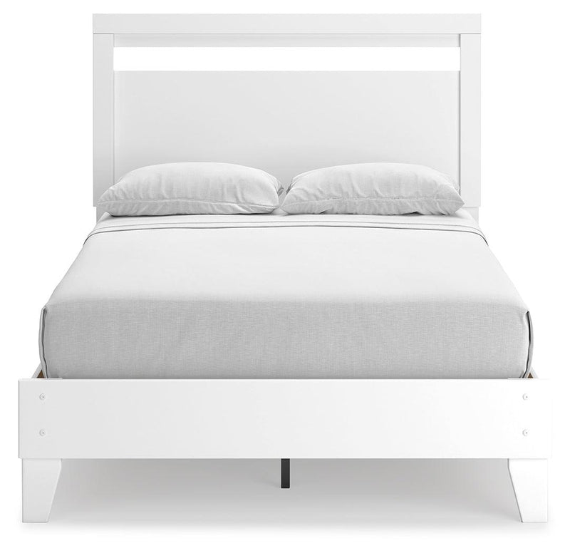 Flannia White Full Panel Platform Bed - Ella Furniture