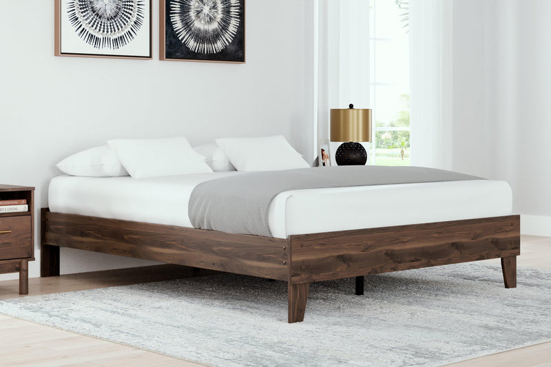 Calverson Mocha Queen Platform Bed - Ella Furniture